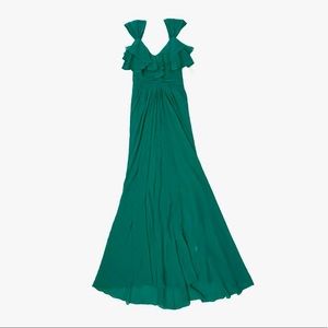 NWT Badgley Mischka Emerald Silk Gown Sz. 0